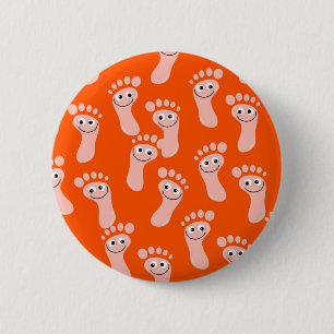 Badge Rond 5 Cm Pieds heureux de papier peint