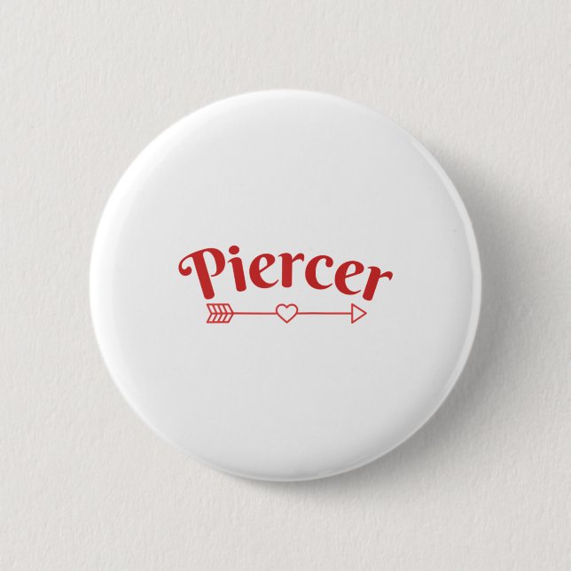 Badge Rond 5 Cm Piercer Flèche Coeur professionnel Piercing Shop R (Devant)