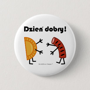 Badge Rond 5 Cm Pierogi et Kielbasa - Dzien Dobry !