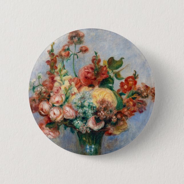 Badge Rond 5 Cm Pierre-Auguste Renoir - Fleurs dans un Vase (Devant)