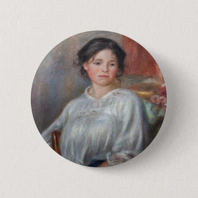 Badge Rond 5 Cm Pierre-Auguste Renoir - Jeune Femme Assis (Devant)