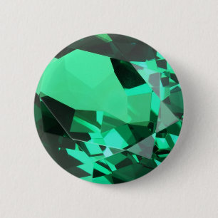 Badge Rond 5 Cm Pierre d'origine de l'Emeraude vert riche