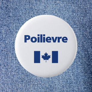 Badge Rond 5 Cm Pierre Poilievre Bleu Drapeau Canadien Couleur