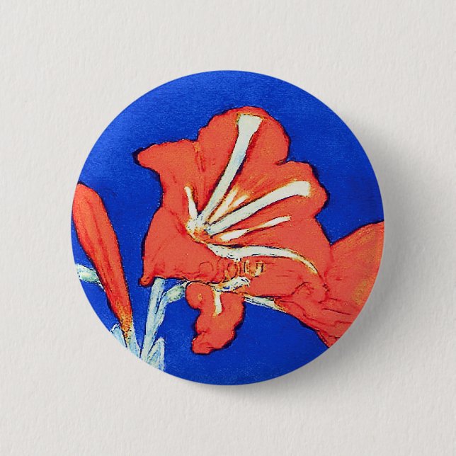 Badge Rond 5 Cm Piet Mondrian - Amaryllis Peinture aux Fleurs (Devant)