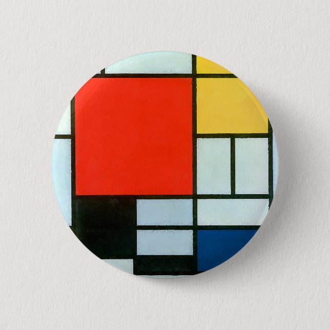 Badge Rond 5 Cm Piet Mondrian Composition (Devant)