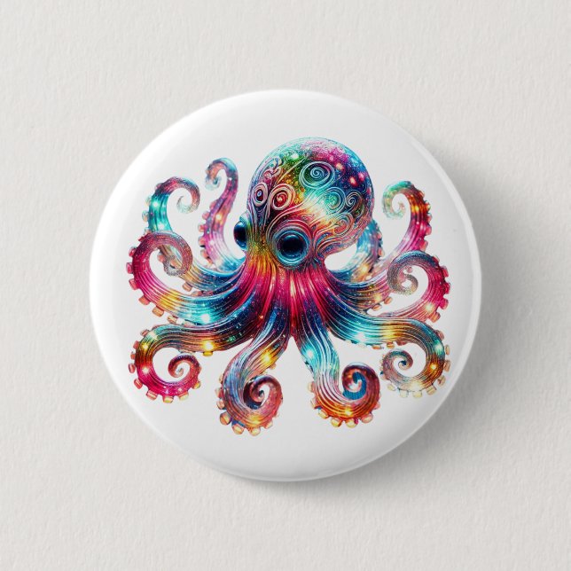 Badge Rond 5 Cm Pieuvre mystique (Devant)