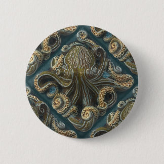 Badge Rond 5 Cm Pieuvre vintage en céramique