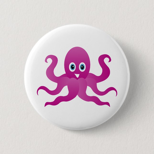 Badge Rond 5 Cm Pieuvre violette amusante (Devant)