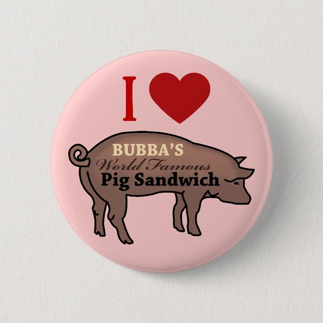 BADGE ROND 5 CM PIG SANDWICH DE BUBBA (Devant)