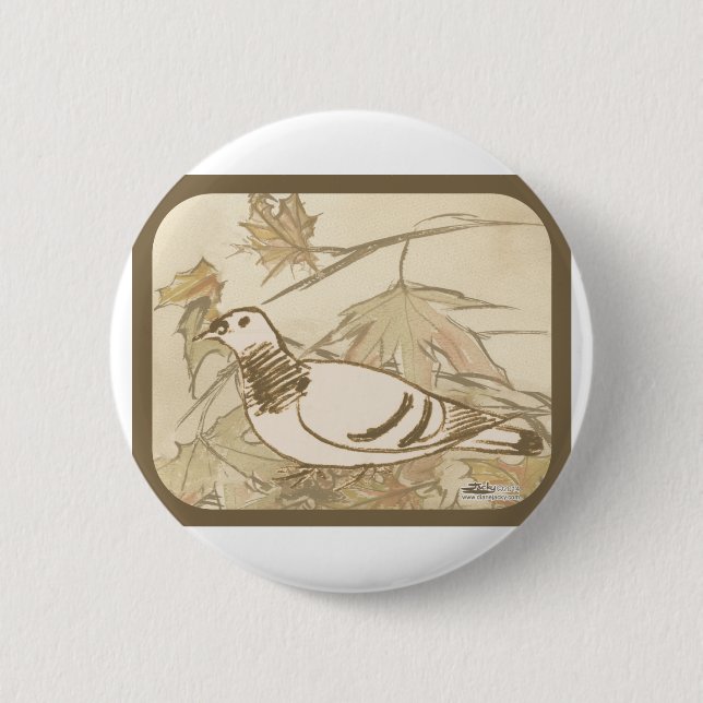 Badge Rond 5 Cm Pigeon dans les bois (Devant)