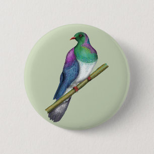 Badge Rond 5 Cm Pigeon de Kereru Wood