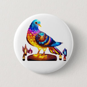 Badge Rond 5 Cm Pigeon urbain rayonnant