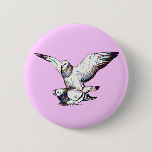 Badge Rond 5 Cm Pigeons Mating