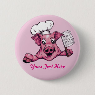 Badge Rond 5 Cm Piggy The Hamiciac Maniac Pig Cook Art Original