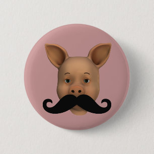 Badge Rond 5 Cm Piglet Avec Moustache