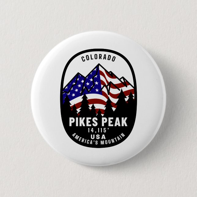 Badge Rond 5 Cm Pikes Peak Americas Mountain (Devant)