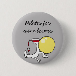 Badge Rond 5 Cm Pilates pour l'insigne de gris de Winelovers