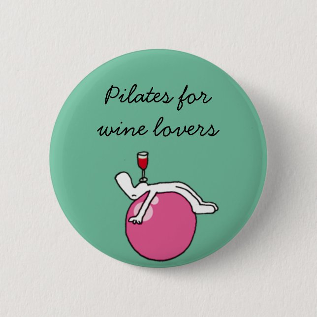 Badge Rond 5 Cm Pilates pour l'insigne vert de Winelovers (Devant)