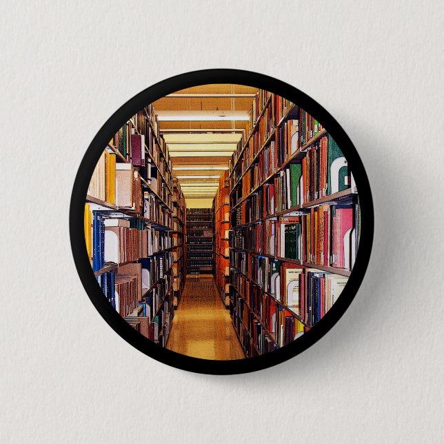Badge Rond 5 Cm Piles de bibliothèque (Devant)