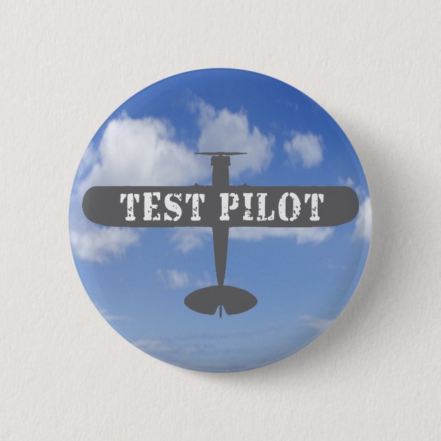 Badge Rond 5 Cm Pilote d'avion et d'essai (Devant)