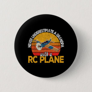 Badge Rond 5 Cm Pilote d'avion RC drôle pour hommes Grand-père mod