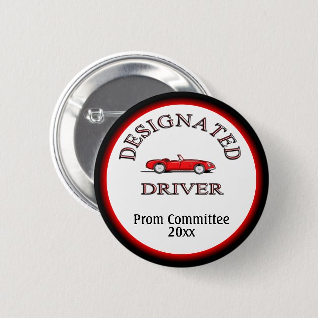 Badge Rond 5 Cm Pilote désigné avec année (Devant & derrière)