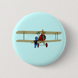 Badge Rond 5 Cm Pilote et biplan
