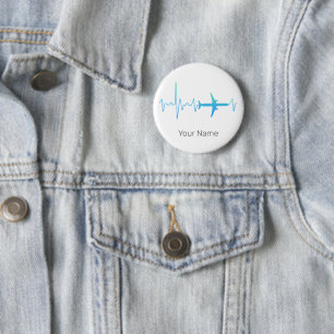 Badge Rond 5 Cm Pilote rétro-rétro-battement d'avion fréquence Vin