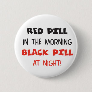 Badge Rond 5 Cm Pilule rouge de noir de pilule