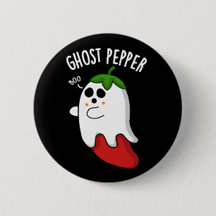 Badge Rond 5 Cm Piment Ghost Drôle de Pun Chili Fond Sombre