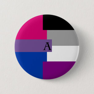 Badge Rond 5 Cm Pin asexuel d'as de Bi de Biromantic