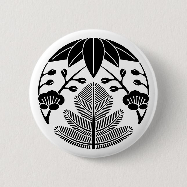 Badge Rond 5 Cm Pin bambou ume (Devant)
