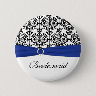 Badge Rond 5 Cm Pin blanc de demoiselle d'honneur de damassé de