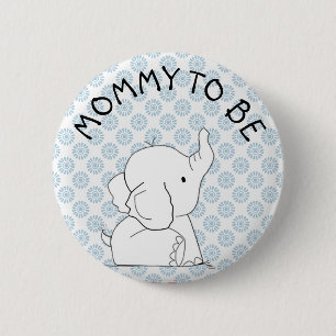 Badge Rond 5 Cm Pin bleu de baby shower d'éléphant
