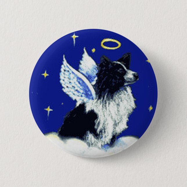 Badge Rond 5 Cm Pin d'ange de border collie (Devant)