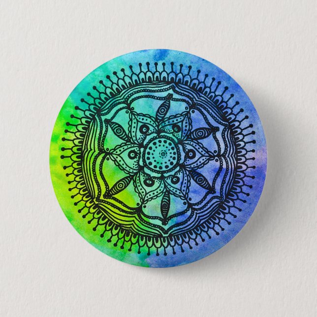 Badge Rond 5 Cm Pin. de bouton de conception de mandala (Devant)