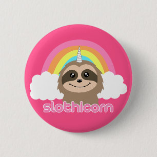 Badge Rond 5 Cm Pin de bouton d'insigne de Slothicorn de licorne