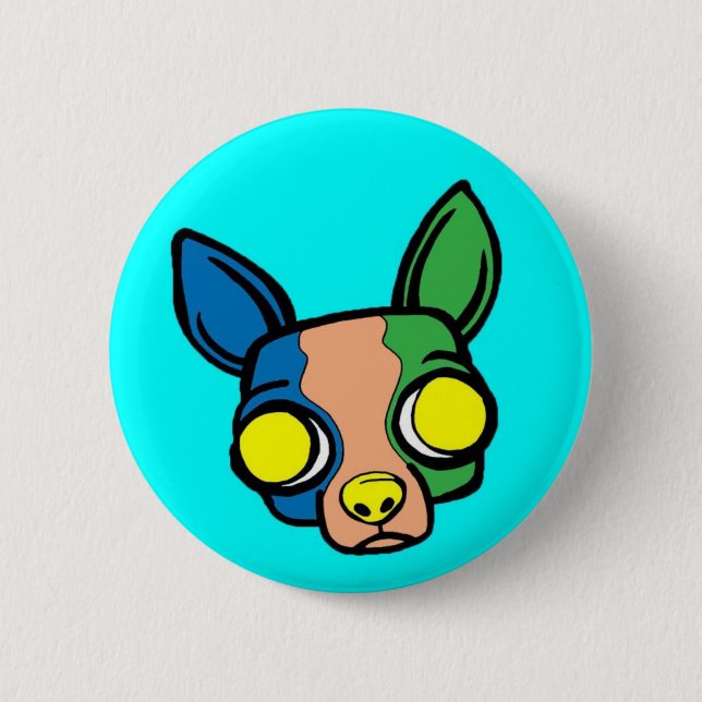 Badge Rond 5 Cm Pin de chiot de moine - turquoise (Devant)
