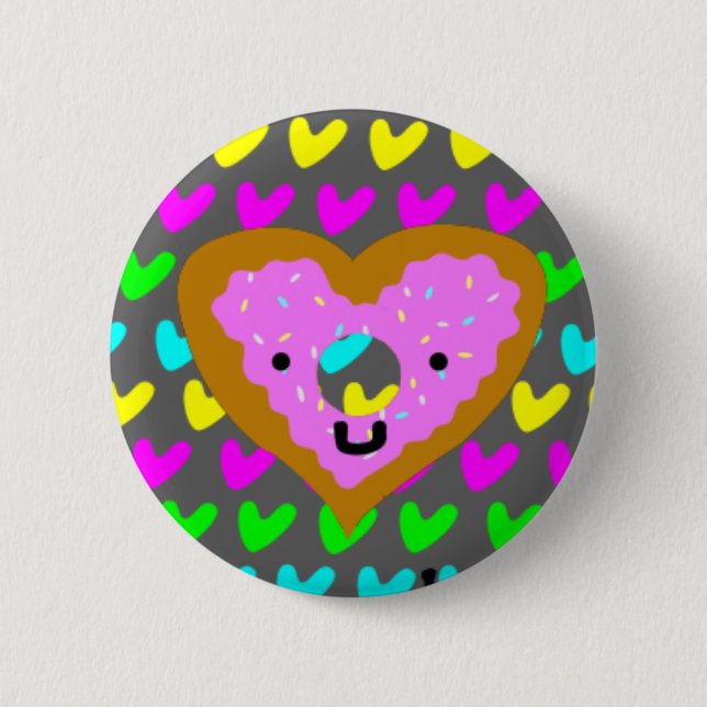 Badge Rond 5 Cm Pin de coeur de beignet (Devant)