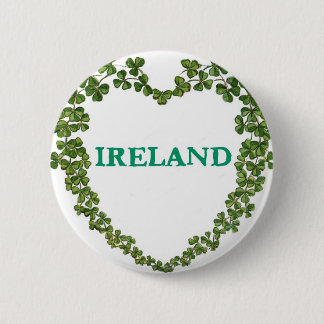 Badge Rond 5 Cm Pin de coeur de l'Irlande de shamrock