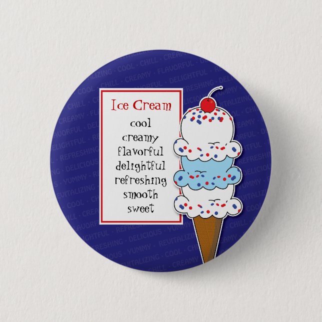 Badge Rond 5 Cm Pin de cornet de crème glacée (Devant)