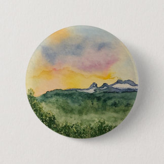 Badge Rond 5 Cm Pin de coucher du soleil de montagne