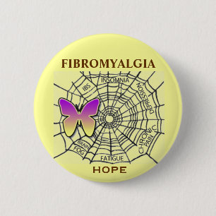 BADGE ROND 5 CM PIN DE FIBROMYALGIE D'ESPOIR - JAUNE