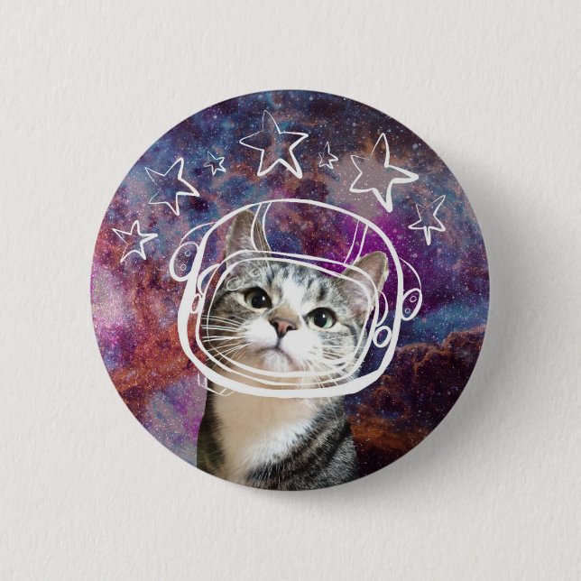 Badge Rond 5 Cm Pin de Headshot de Meowstronaut Kiba (Devant)