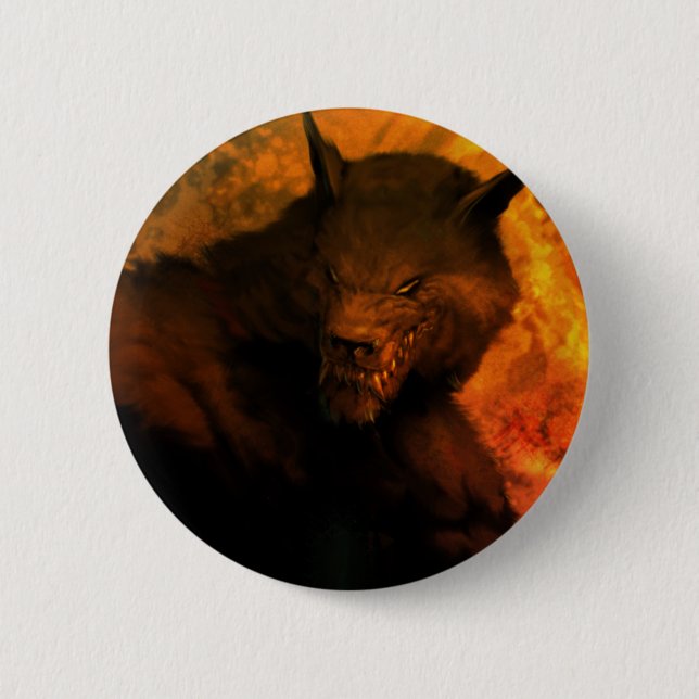 Badge Rond 5 Cm Pin de loup-garou/bouton (Devant)