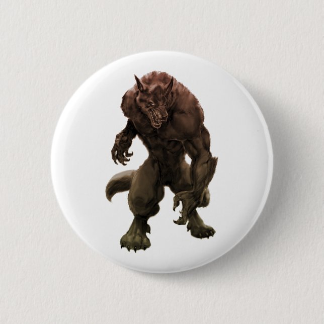 Badge Rond 5 Cm Pin de loup-garou/bouton (Devant)