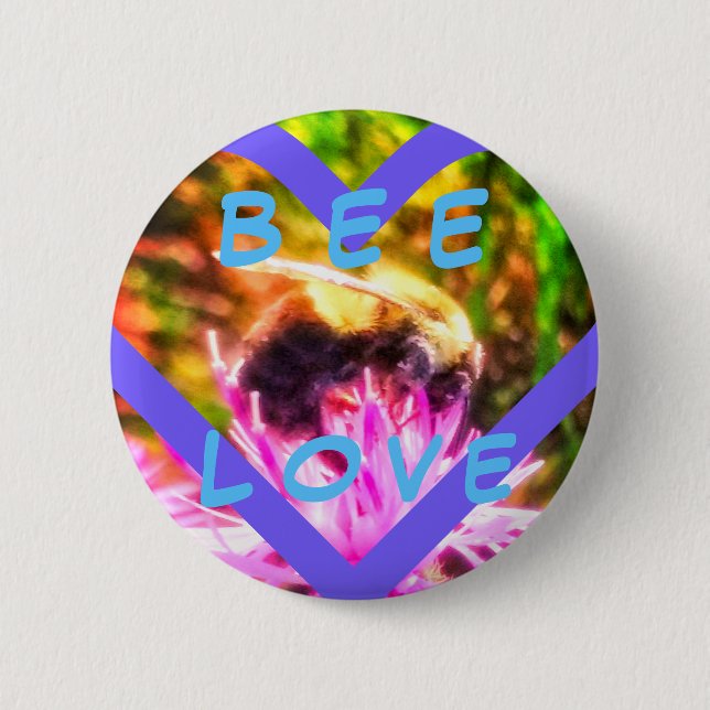 BADGE ROND 5 CM PIN DE MED D'AMOUR D'ABEILLE (Devant)