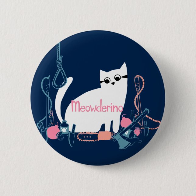 Badge Rond 5 Cm Pin de Meowderino (avec des armes) (Devant)