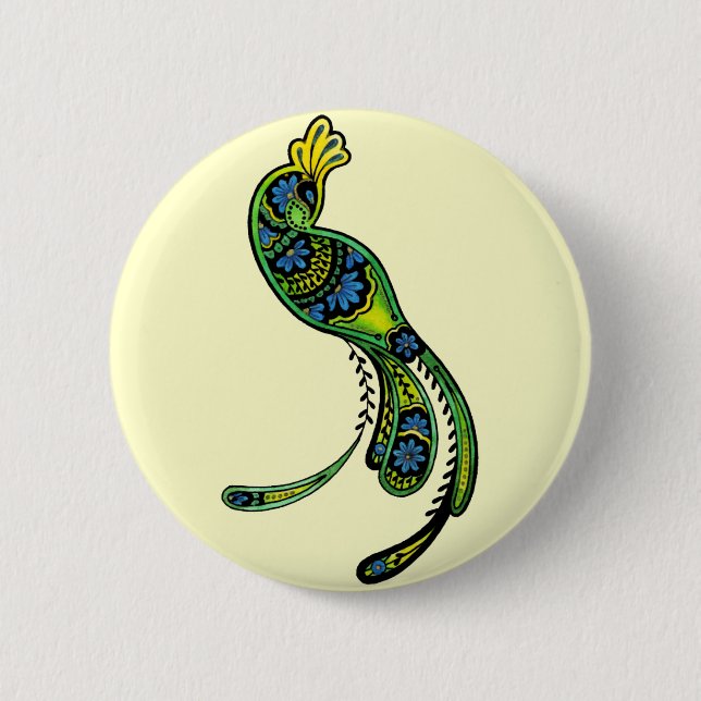 Badge Rond 5 Cm Pin de paon (Devant)