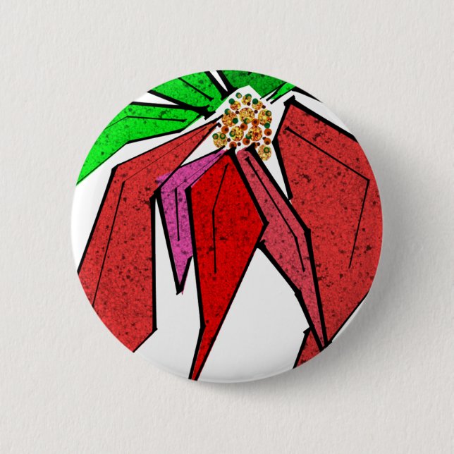 Badge Rond 5 Cm Pin de Poinsetta (Devant)